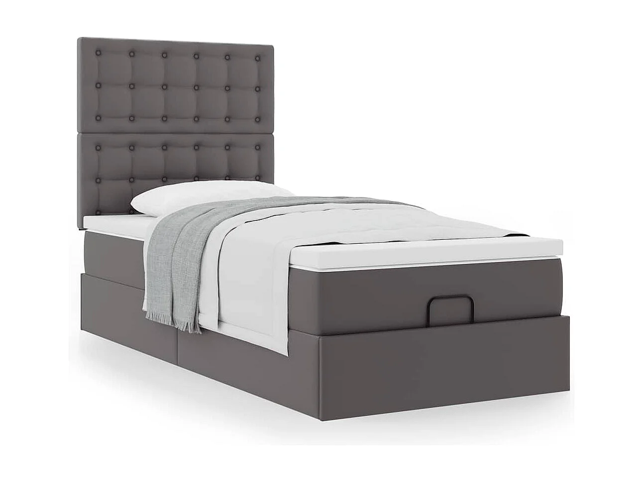 Cadre de lit ottoman avec matelas gris 90x190 cm similicuir
