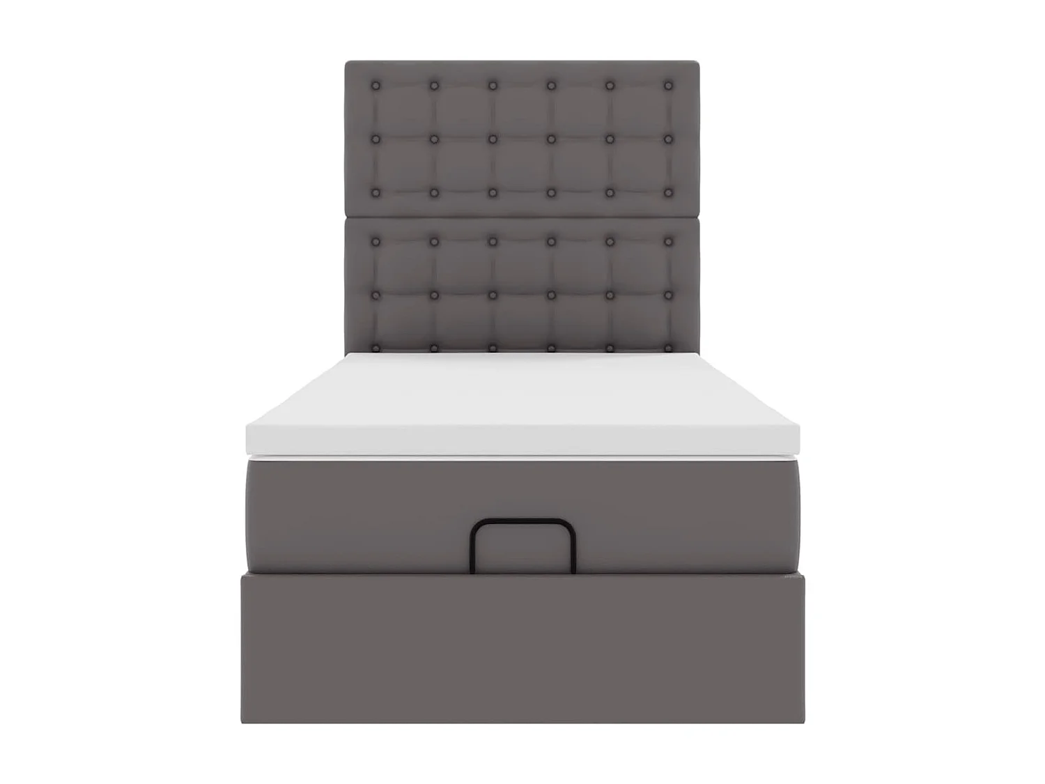 Cadre de lit ottoman avec matelas gris 90x190 cm similicuir