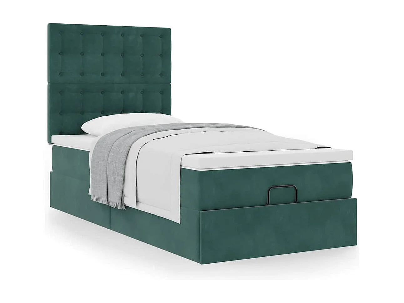 Cadre de lit ottoman avec matelas vert foncé 100x200 cm velours