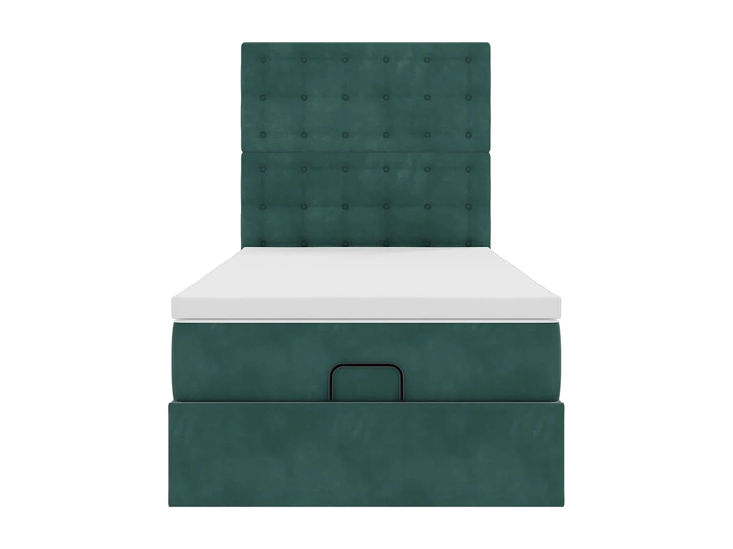 Cadre de lit ottoman avec matelas vert foncé 100x200 cm velours