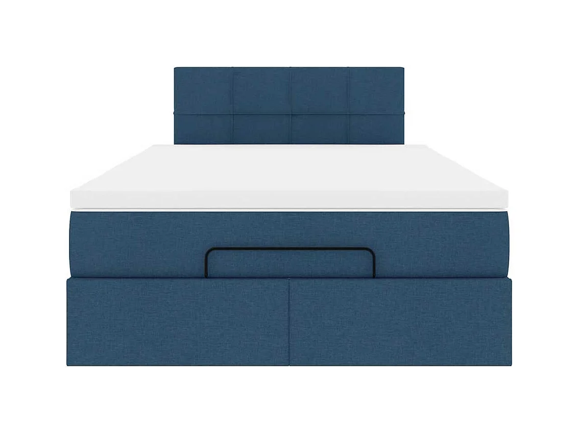 Cadre de lit ottoman avec matelas bleu 120x190 cm tissu