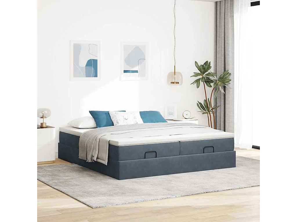 Ottoman bed met matrassen 180x200cm fluweel donkergrijs