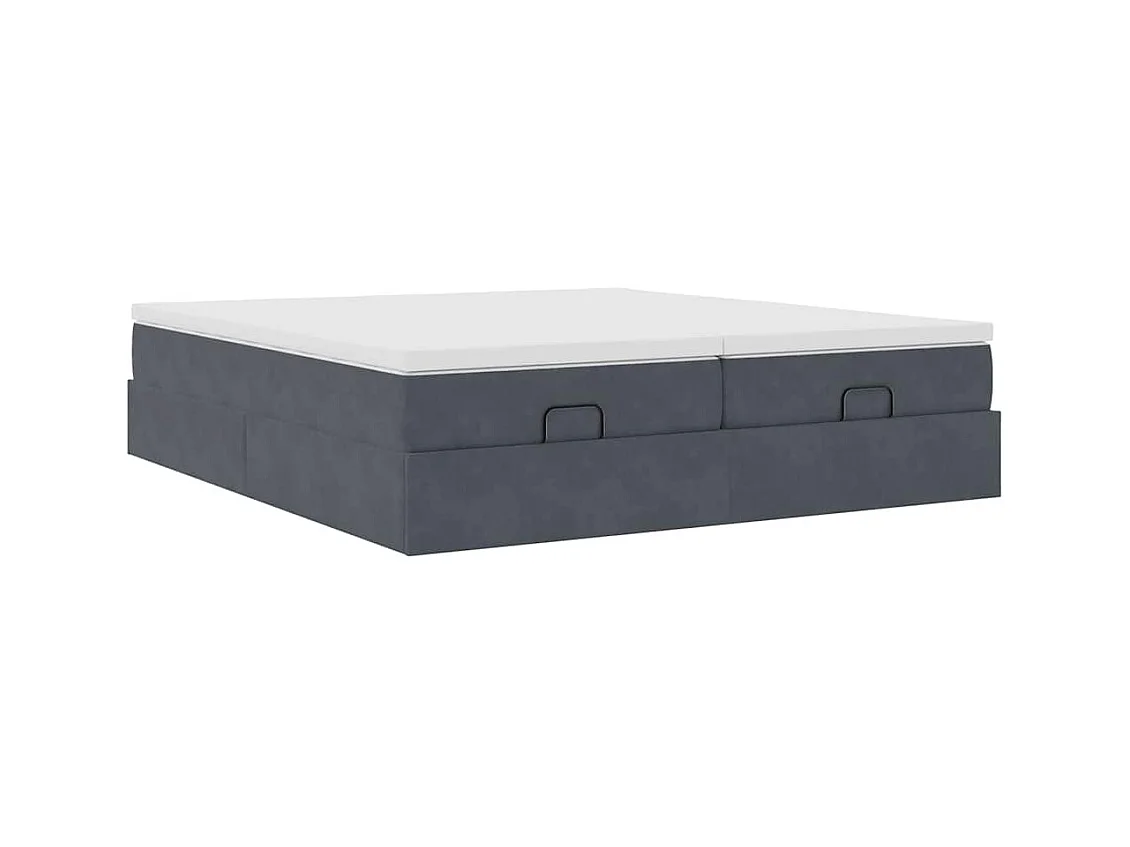 Cadre de lit ottoman avec matelas gris foncé 180x200cm velours
