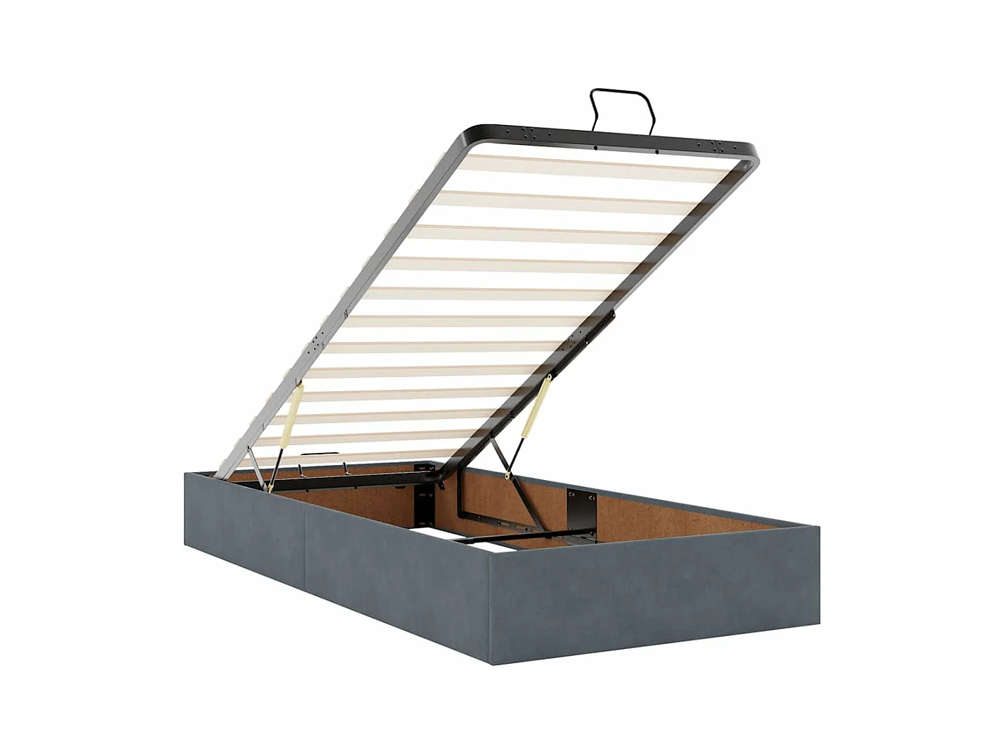 Cadre de lit ottoman avec matelas gris foncé 180x200cm velours