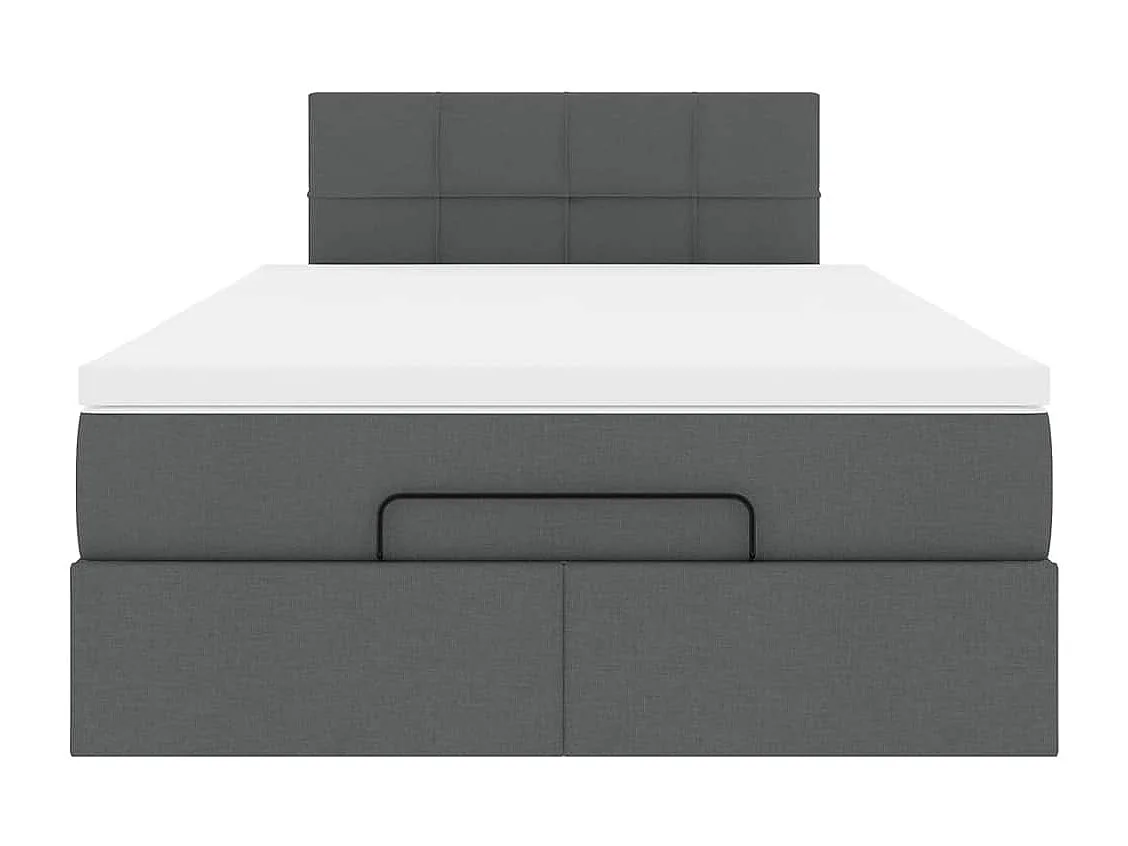 Cama otomana con colchón gris oscuro 120x190 cm tela