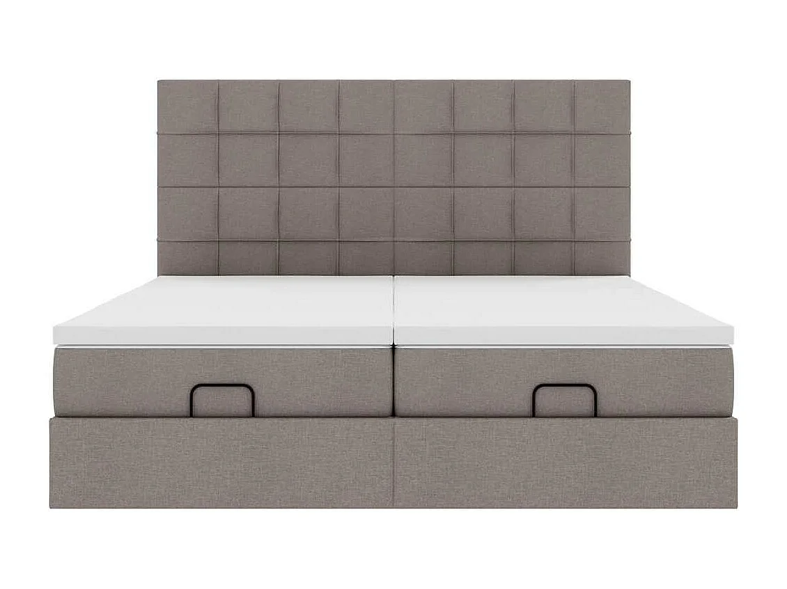 Estructura de cama otomana colchones tela gris pardo 180x200 cm