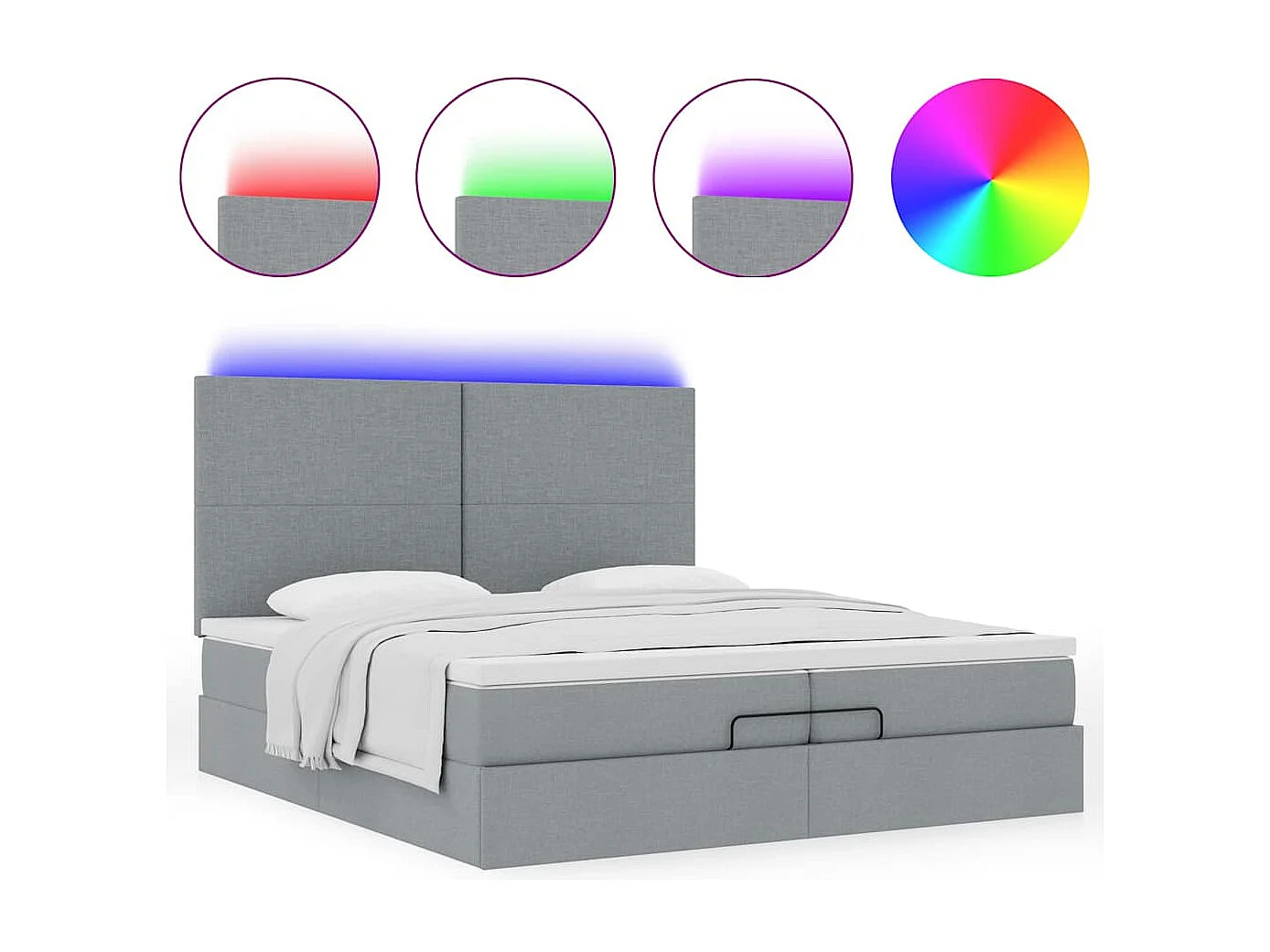 Estructura de cama otomana colchones tela gris claro 200x200cm