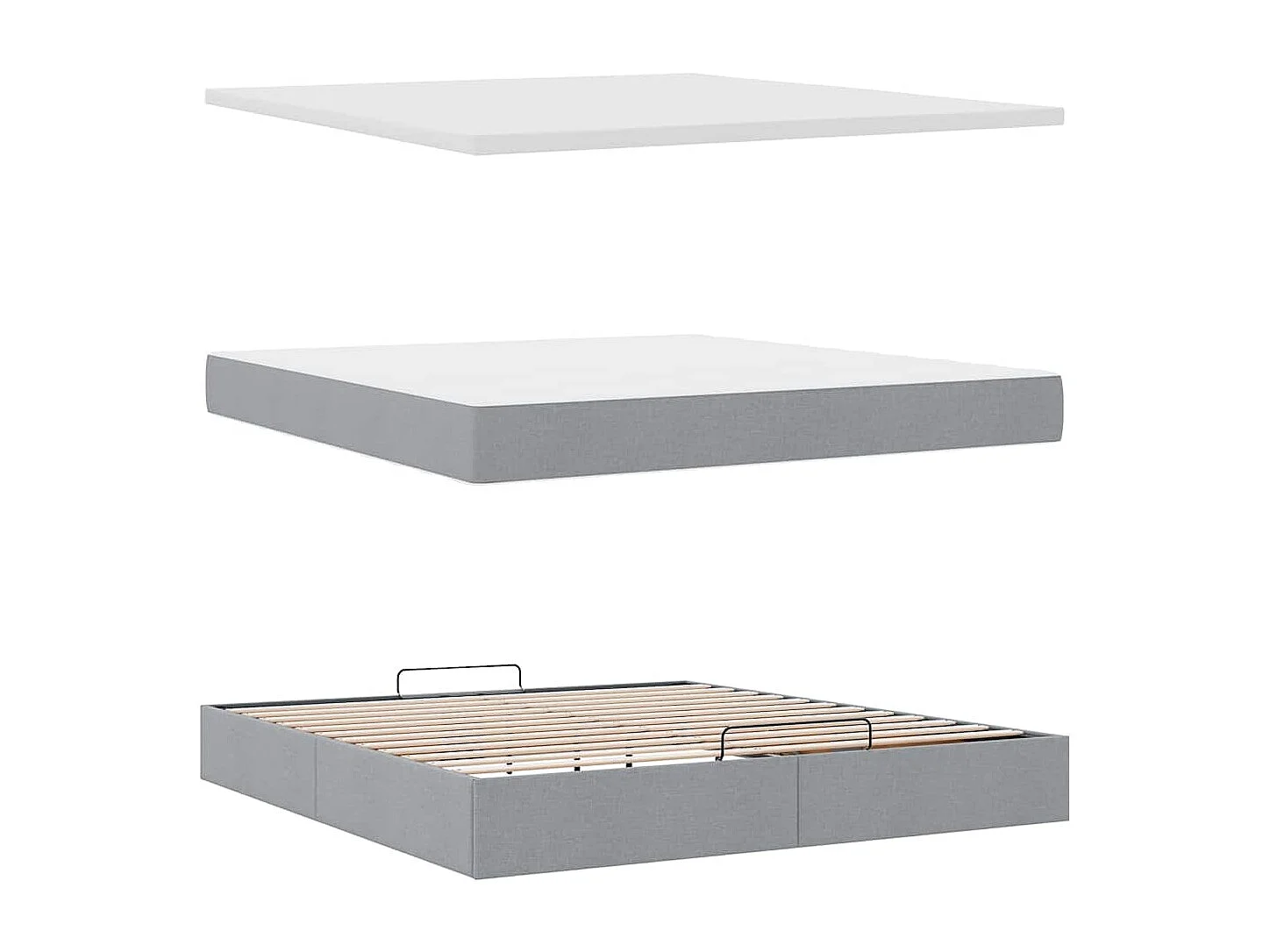 Estructura de cama otomana colchones tela gris claro 200x200cm