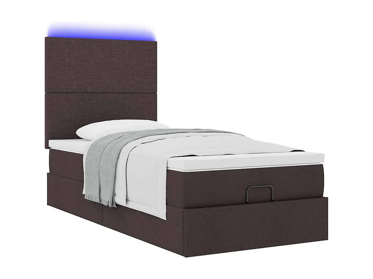 Cadre de lit ottoman avec matelas marron foncé 90x190 cm tissu
