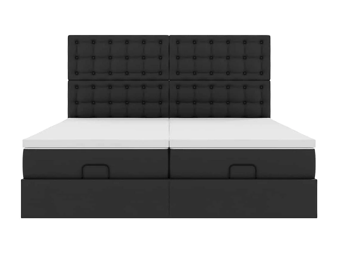 Cadre de lit ottoman avec matelas noir 180x200 cm similicuir