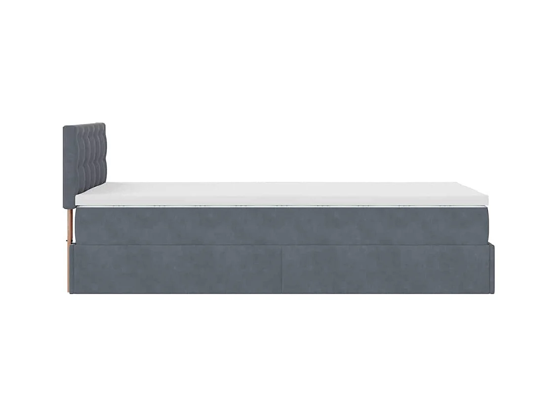 Cadre de lit ottoman avec matelas gris foncé 100x200 cm velours