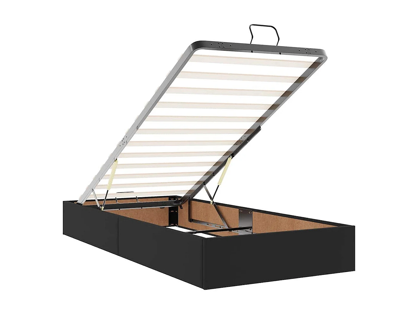 Cadre de lit ottoman avec matelas noir 90x200 cm similicuir