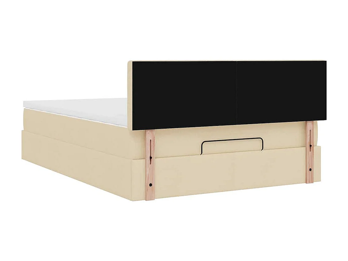 Lit ottoman avec matelas crème 140x200 cm tissu