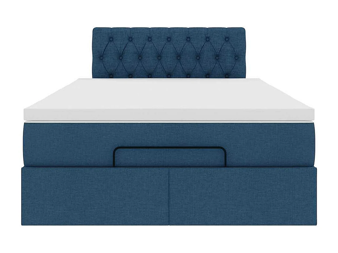 Bed poef met matras en LED's 120x200 cm stof blauw