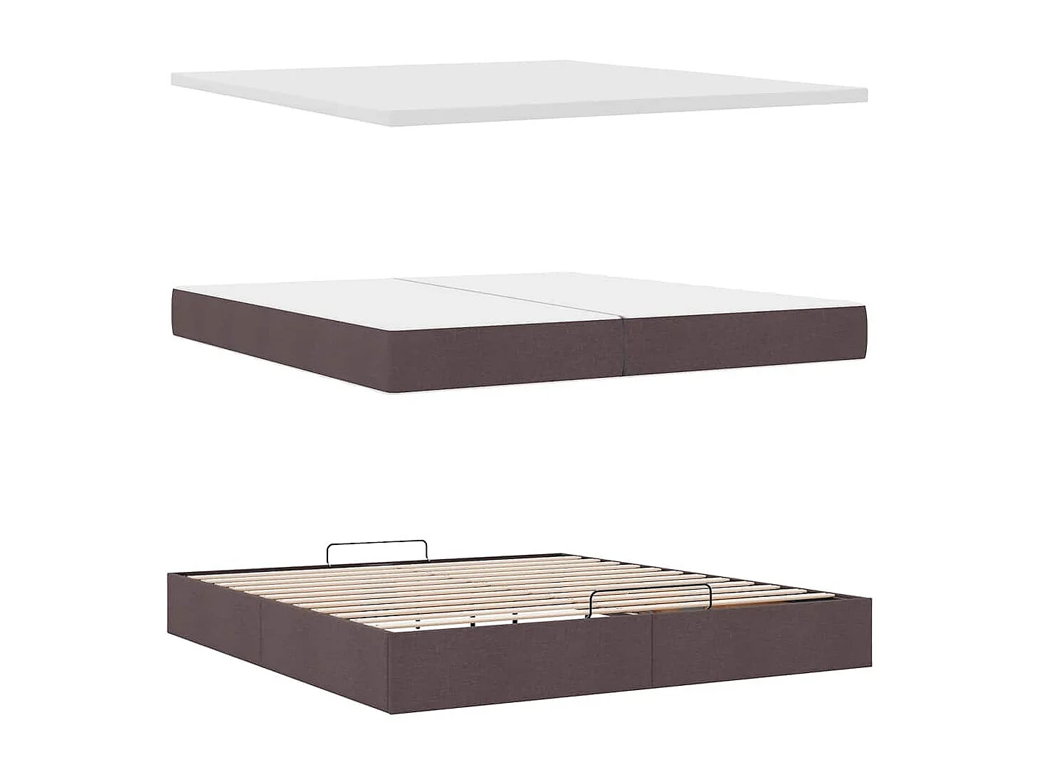 Estructura de cama otomana con colchón marrón oscuro 200x200 cm