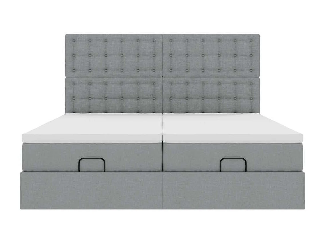 Cadre de lit ottoman et matelas gris clair 160x200cm tissu