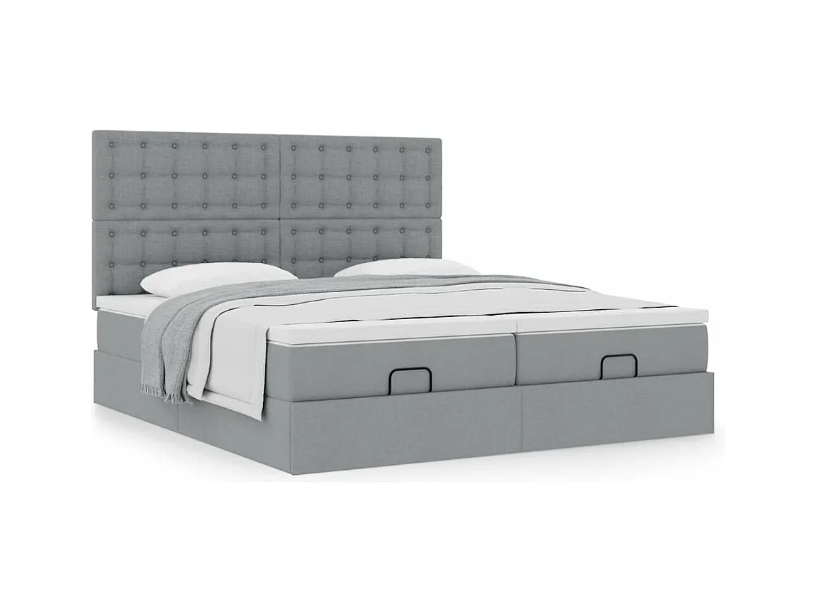 Estructura de cama otomana colchones tela gris claro 160x200cm
