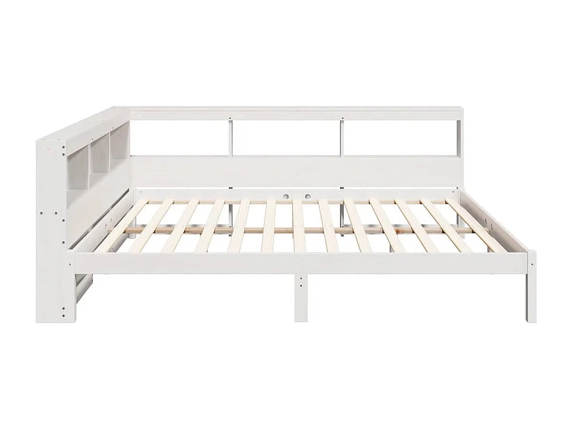 Lit bibliothèque sans matelas blanc 140x190 cm bois pin massif