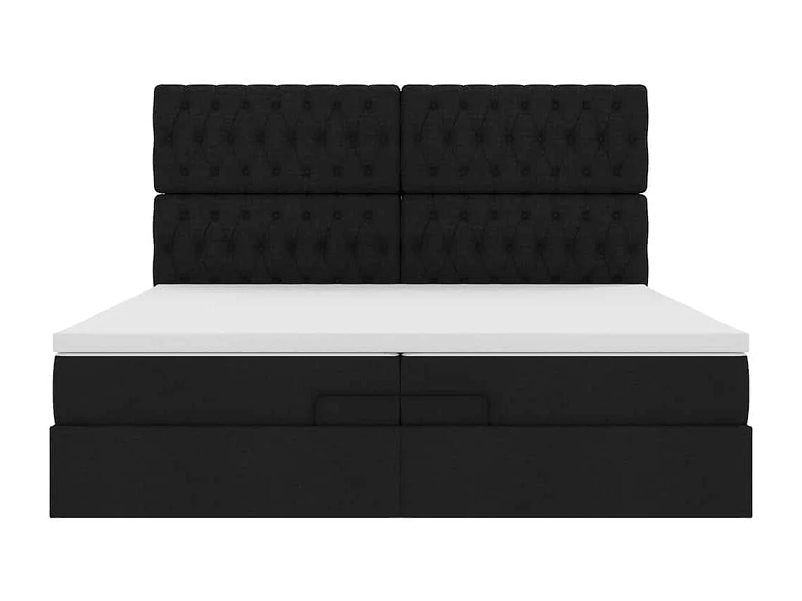 Cadre de lit ottoman avec matelas noir 200x200cm tissu