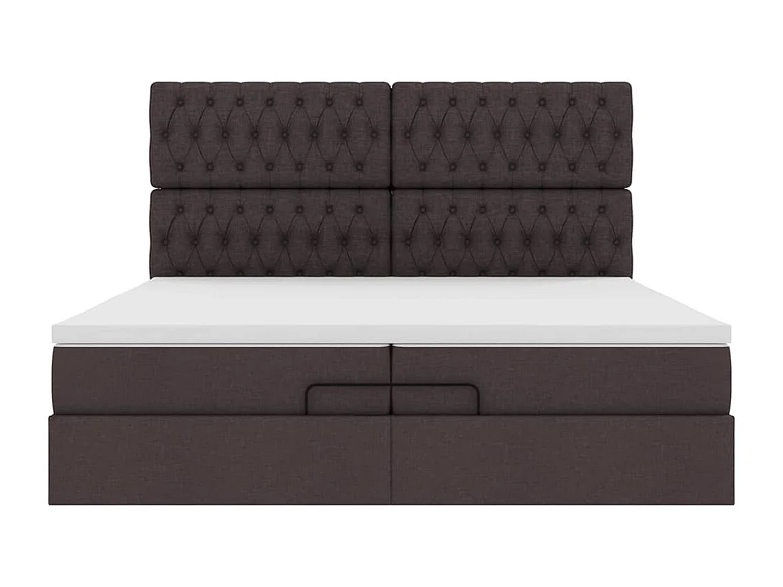 Estructura cama otomana colchones tela marrón oscuro 200x200cm