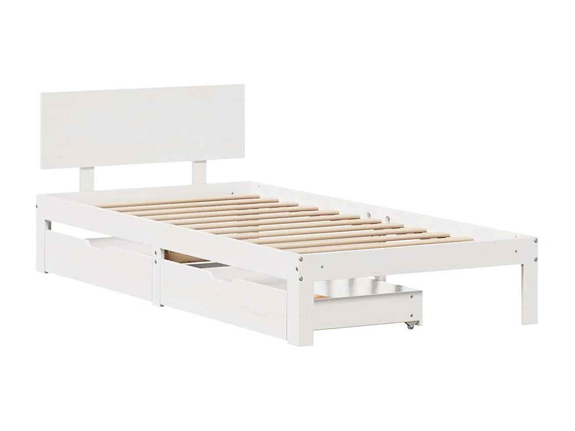 Estructura cama con cajones madera maciza pino blanca 90x190 cm