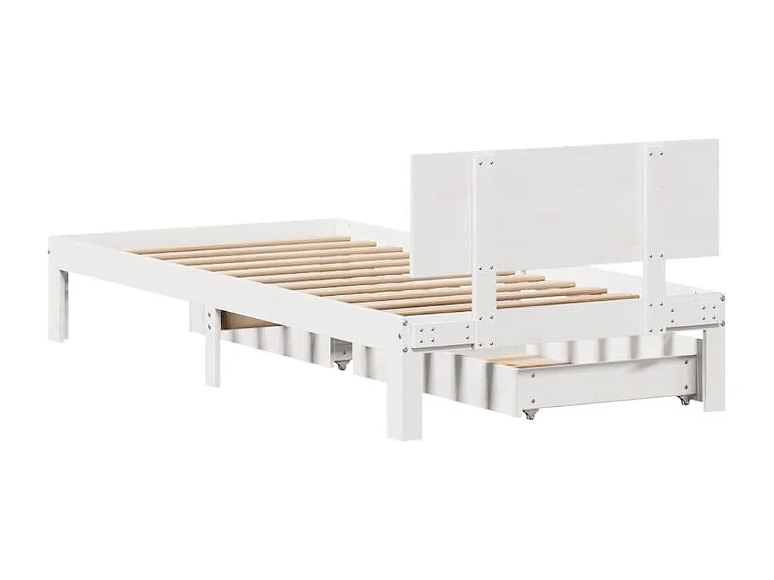 Estructura cama con cajones madera maciza pino blanca 90x190 cm