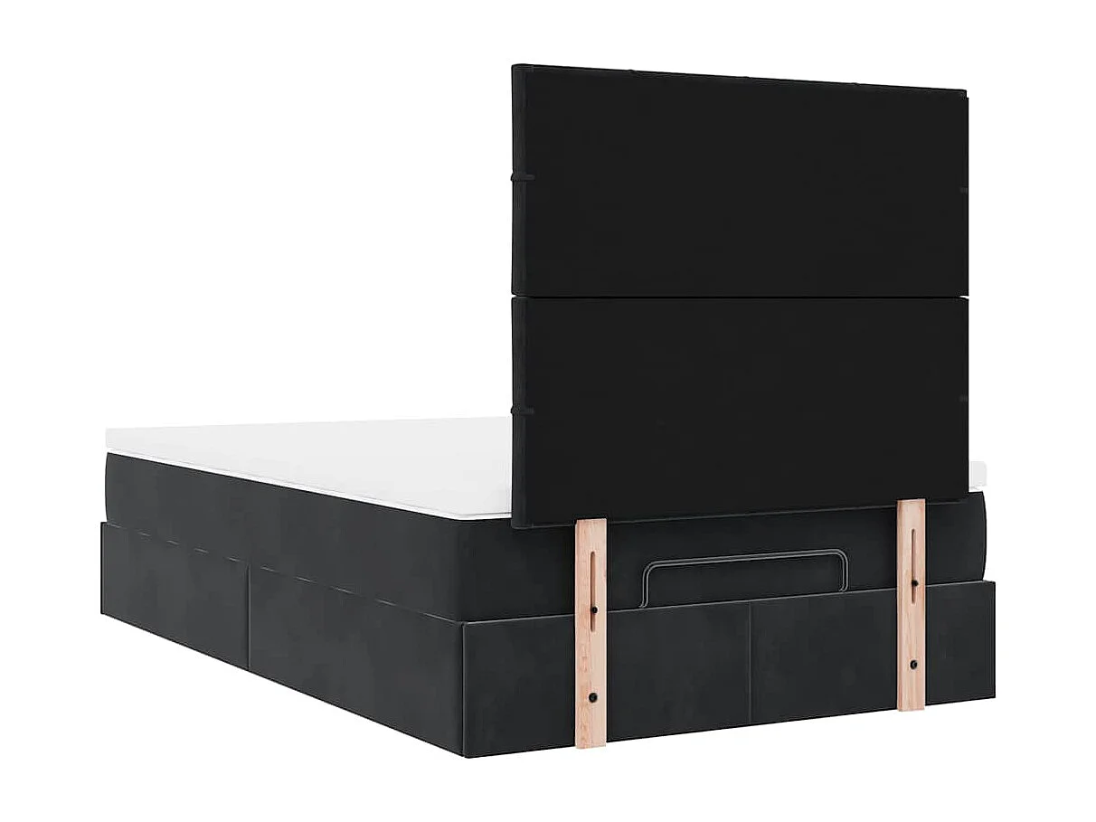 Cadre de lit ottoman avec matelas noir 120x200 cm velours