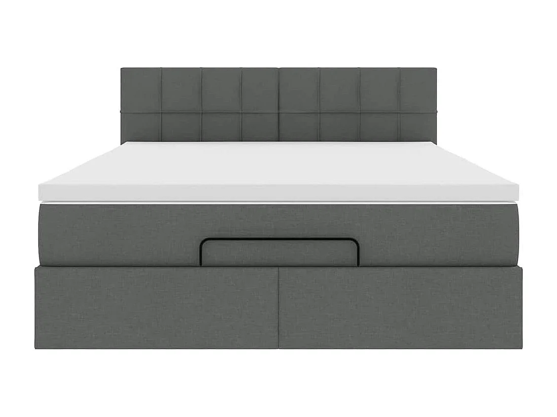 Lit ottoman avec matelas gris foncé 140x200 cm tissu