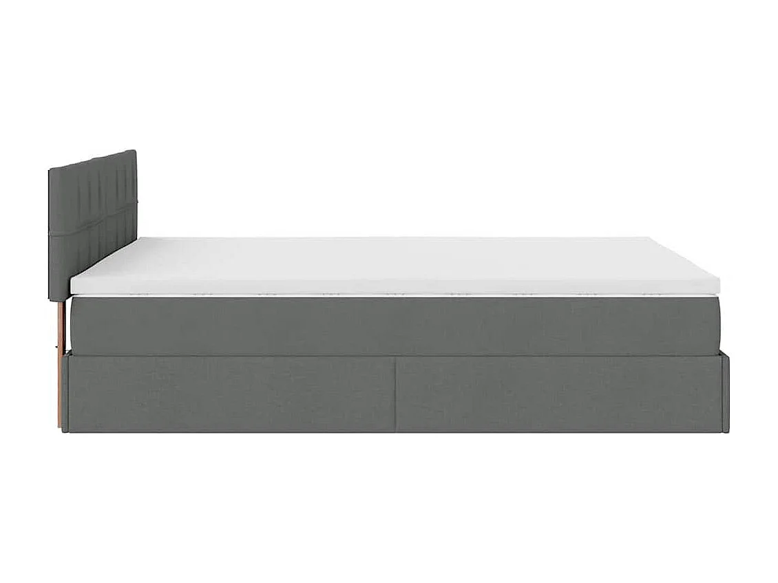 Lit ottoman avec matelas gris foncé 140x200 cm tissu