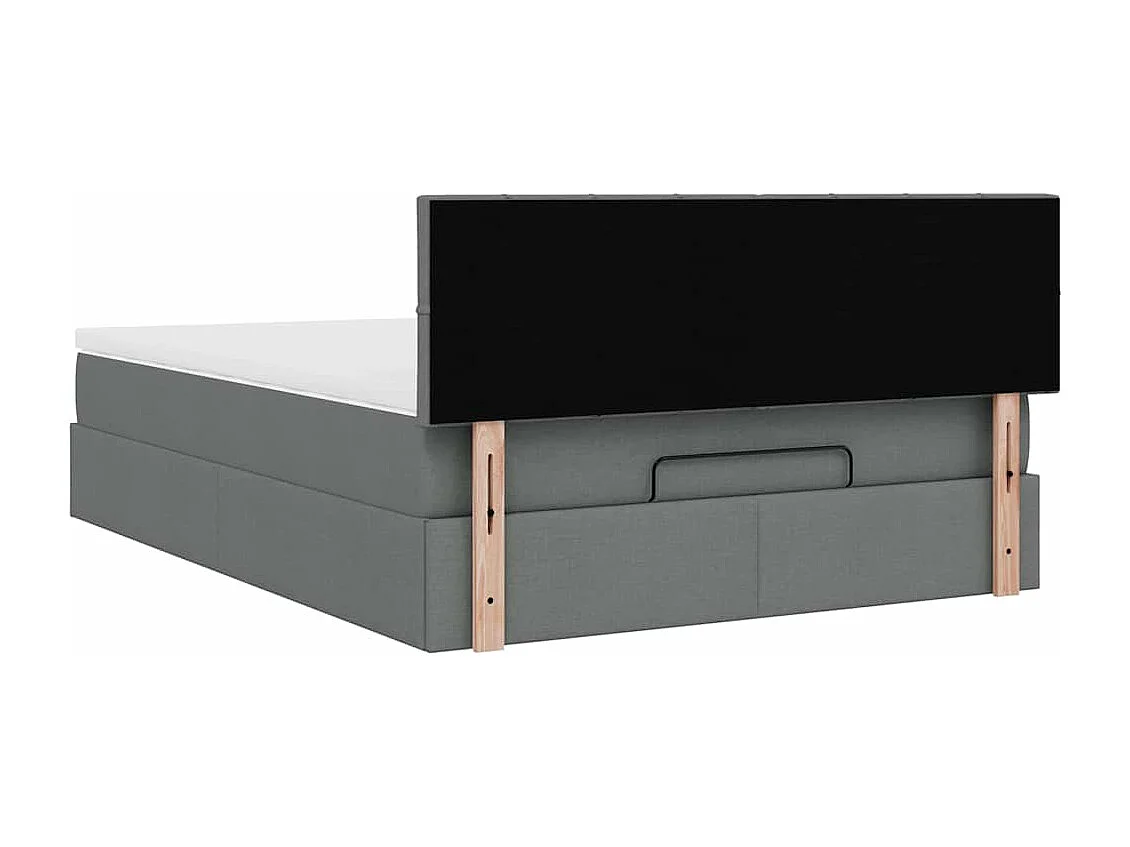 Lit ottoman avec matelas gris foncé 140x200 cm tissu