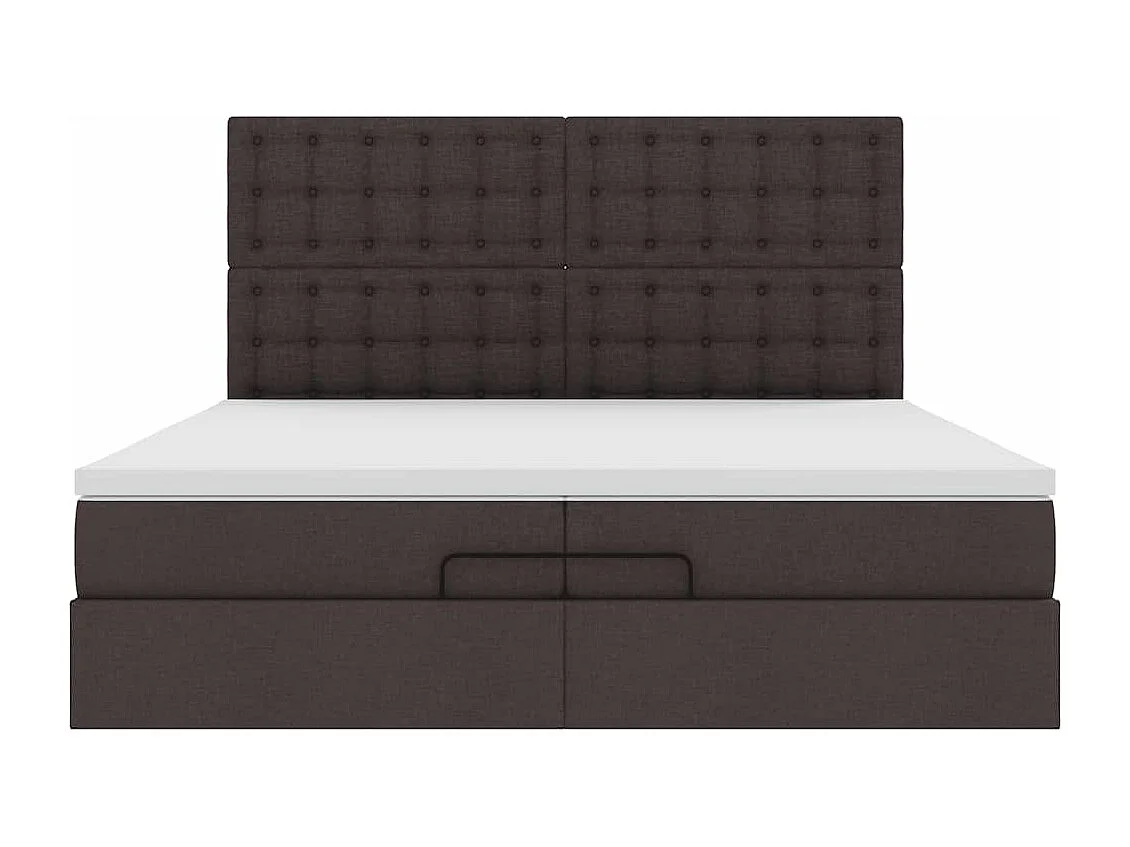 Estructura cama otomana colchones tela marrón oscuro 200x200cm