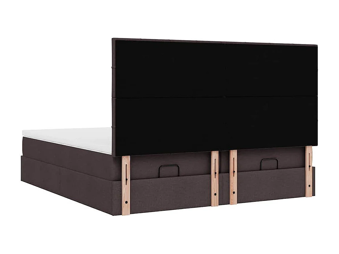 Cadre de lit ottoman avec matelas marron foncé 200x200 cm tissu