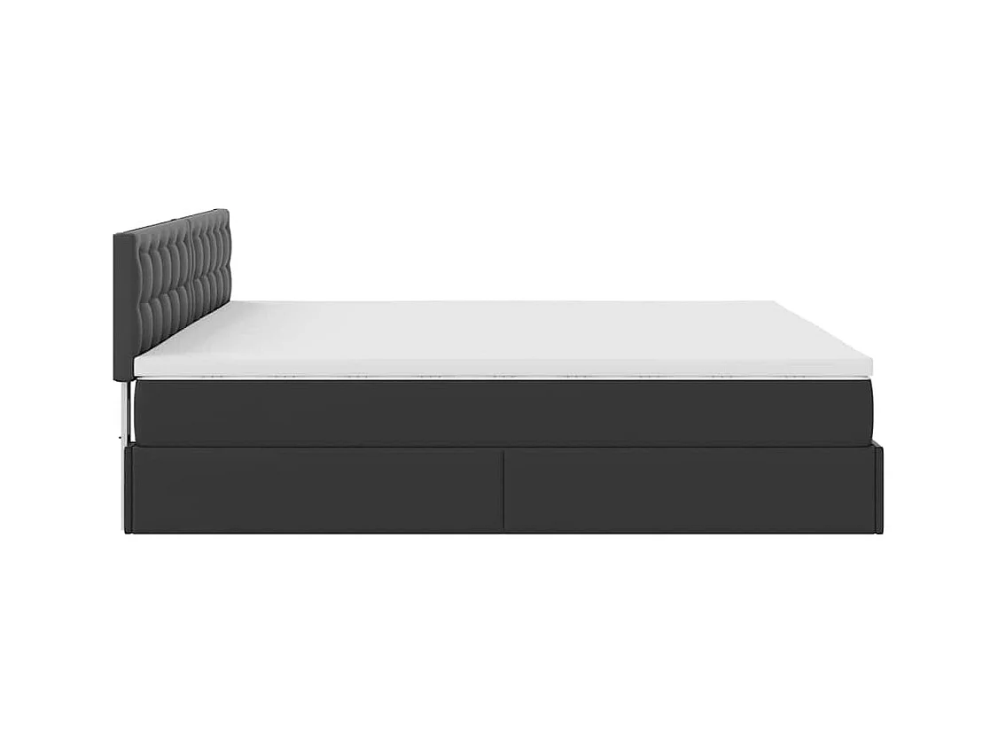 Cadre de lit ottoman avec matelas noir 180x200 cm similicuir