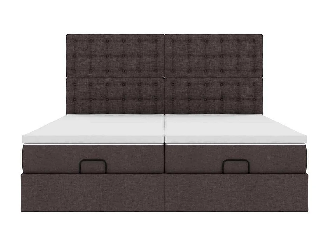 Cadre de lit ottoman avec matelas marron foncé 200x200 cm tissu