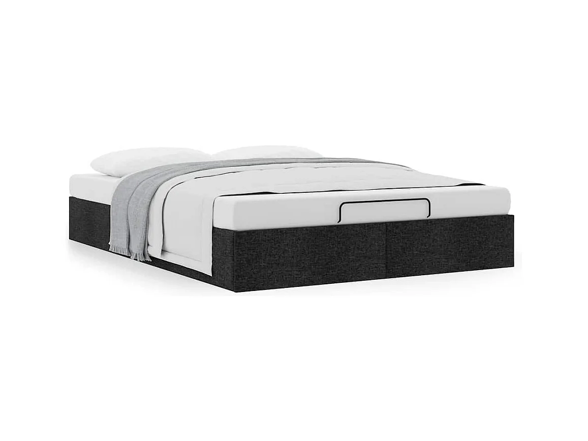 Cadre de lit ottoman sans matelas noir 140x190 cm tissu