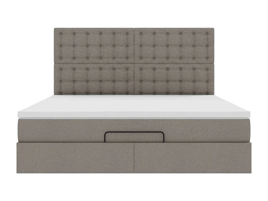 Cadre de lit ottoman avec matelas taupe 160x200 cm tissu