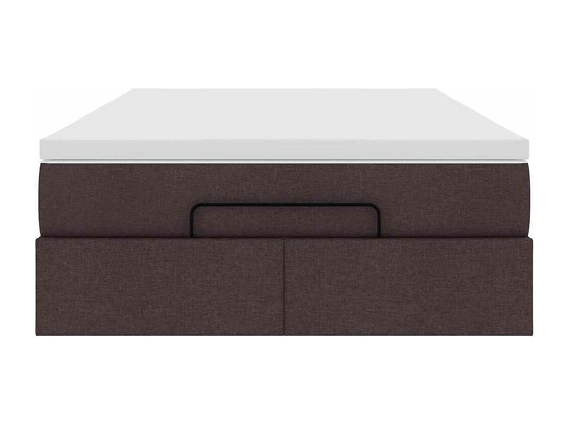 Cadre de lit ottoman avec matelas marron foncé 120x200 cm tissu