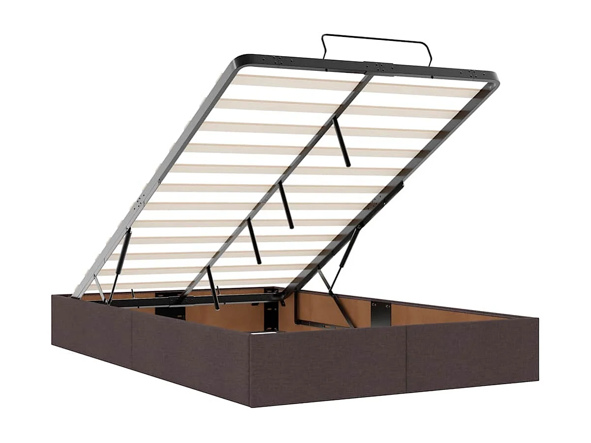 Cadre de lit ottoman avec matelas marron foncé 120x200 cm tissu