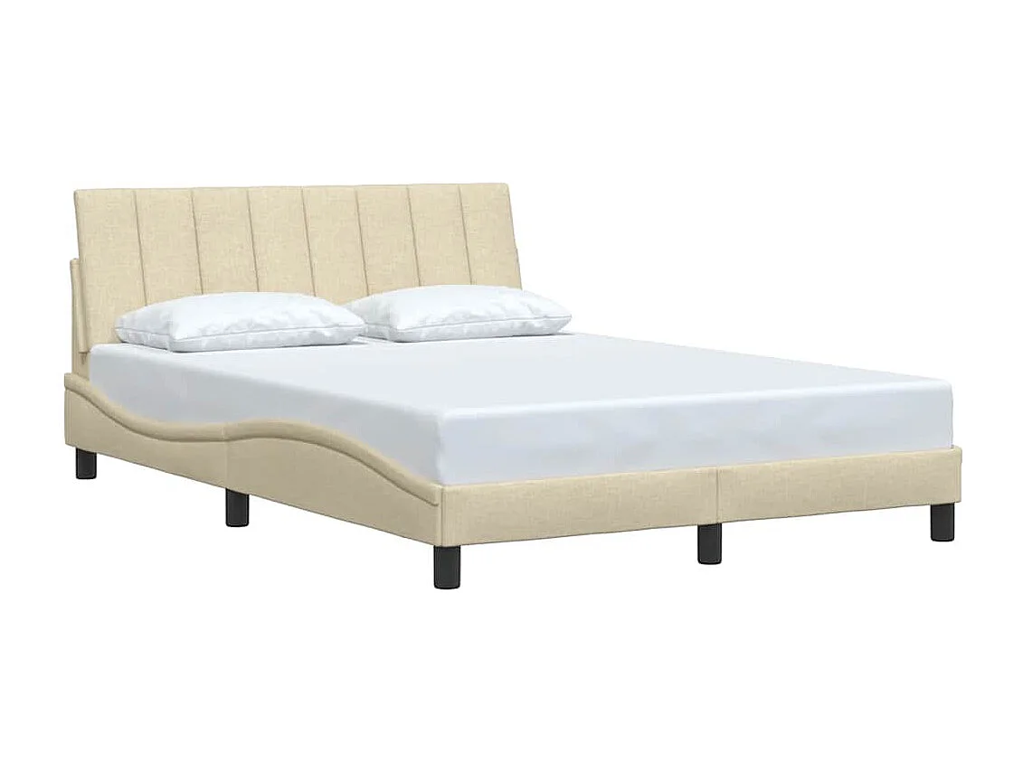 Cadre de lit sans matelas crème 140x190 cm tissu