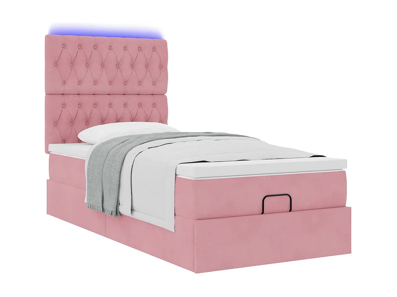 Estructura de cama otomana colchones terciopelo rosa 100x200cm