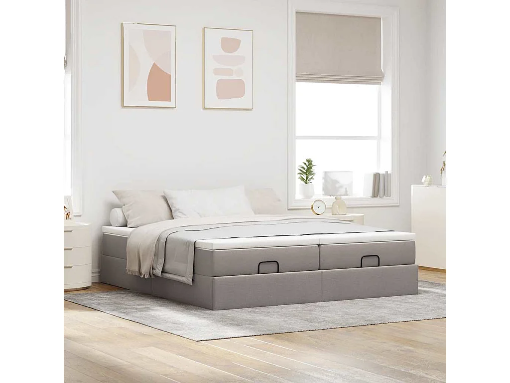 Ottoman bed met matrassen 200x200cm stof taupe