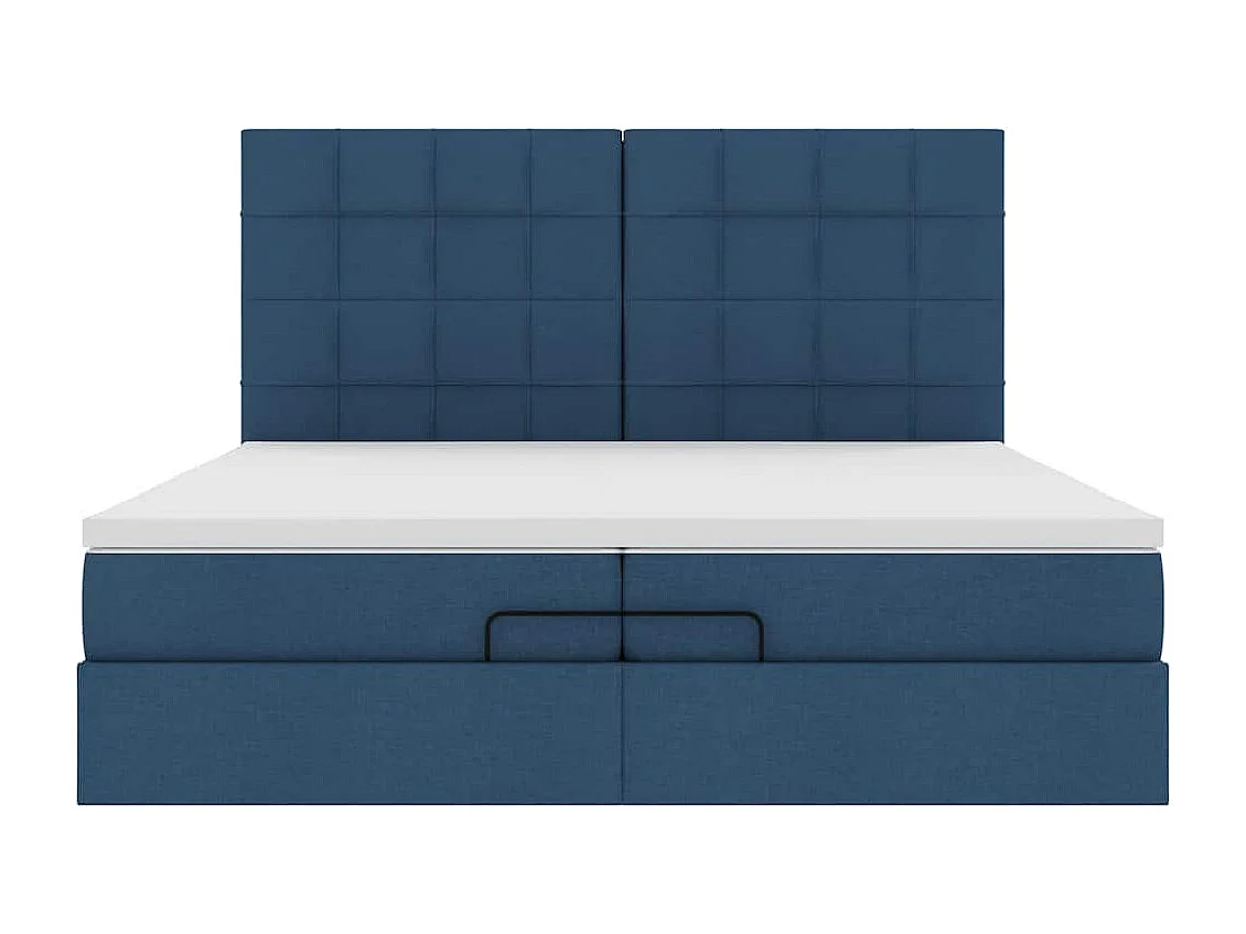 Cadre de lit ottoman avec matelas bleu 200x200cm tissu