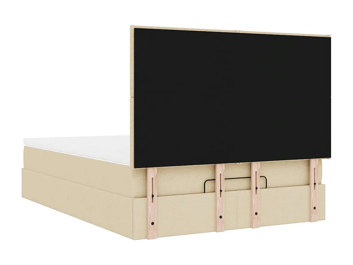 Ottoman bed met matras 140x200cm stof crèmekleurig