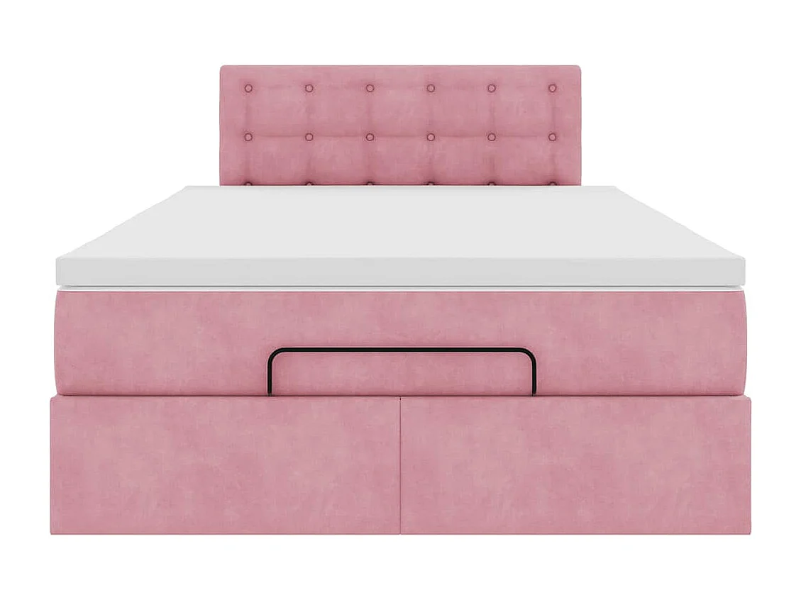 Estructura de cama otomana colchón terciopelo rosa 120x200cm