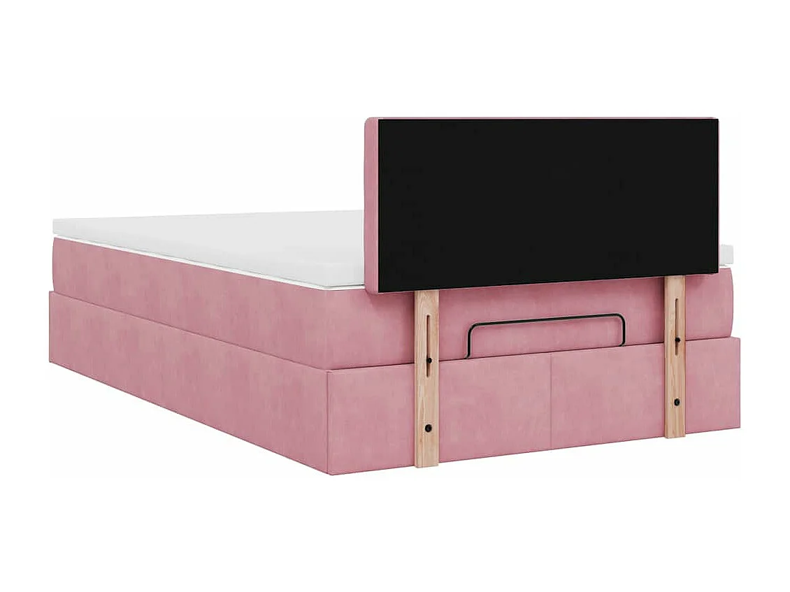 Estructura de cama otomana colchón terciopelo rosa 120x200cm