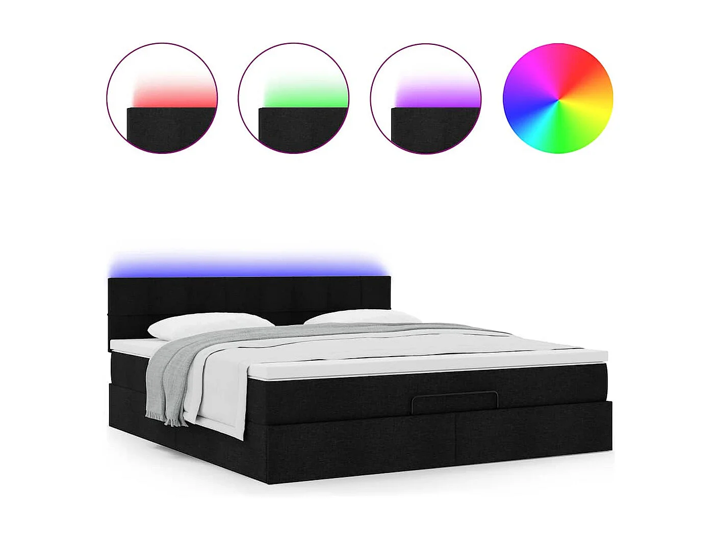 Bed poef met matras en LED's 180x200 cm stof zwart