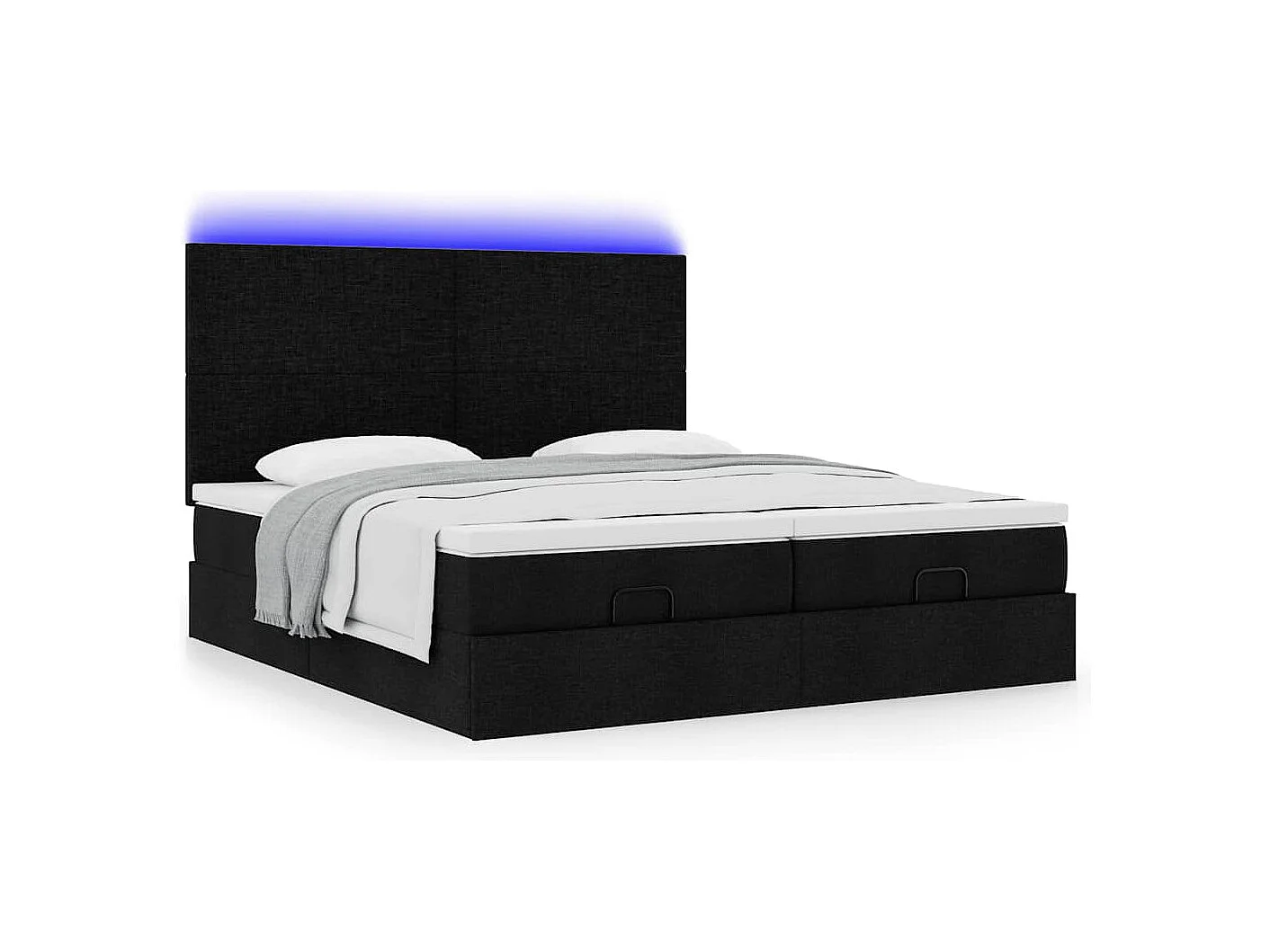 Cadre de lit ottoman avec matelas noir 200x200cm tissu
