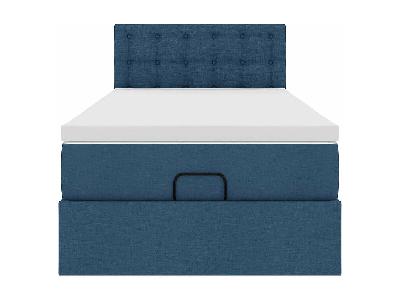 Estructura de cama otomana con colchón tela azul 100x200cm