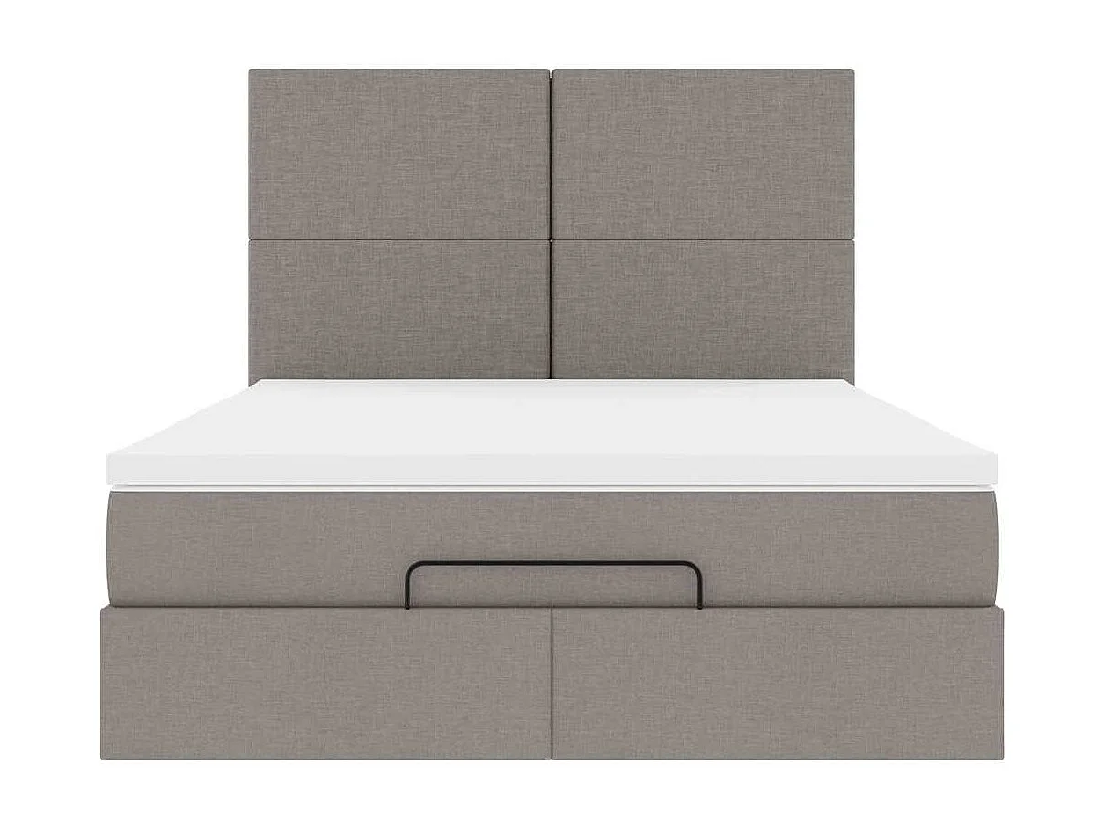 Estrutura de cama otomana com colchão tecido cinzento 140x200cm