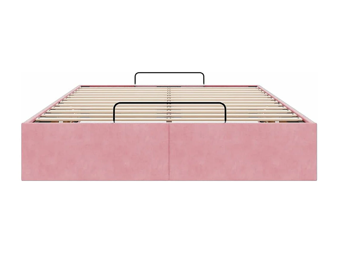 Estructura cama otomana sin colchón terciopelo rosa 120x190 cm